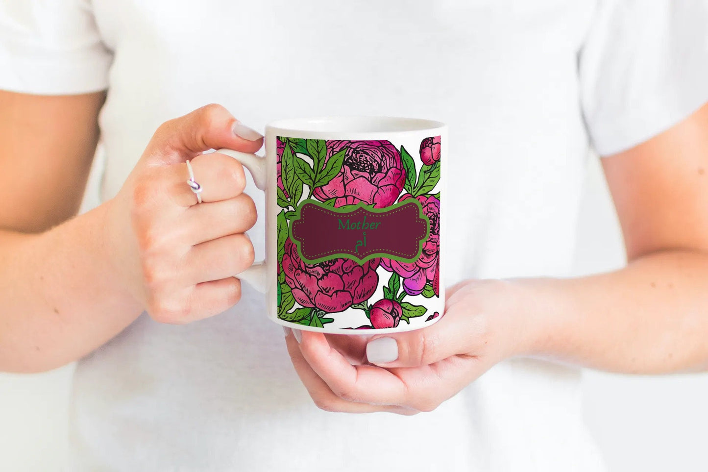 Mother mug , Floral Mother mug in arabica nd English ideal for mothers day gift