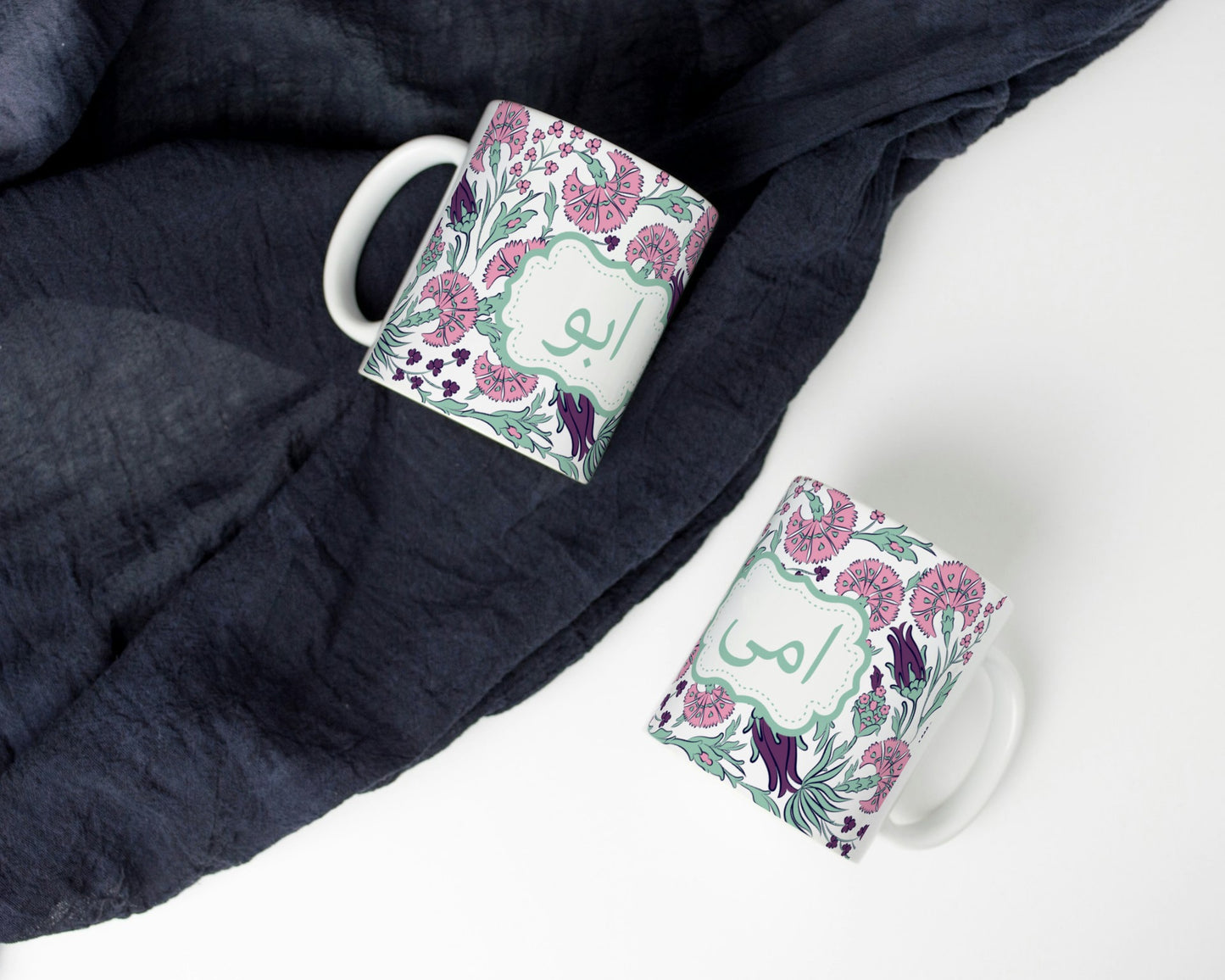 Elegant Urdu Script 11oz Ceramic Mug for mum and dad pink floral