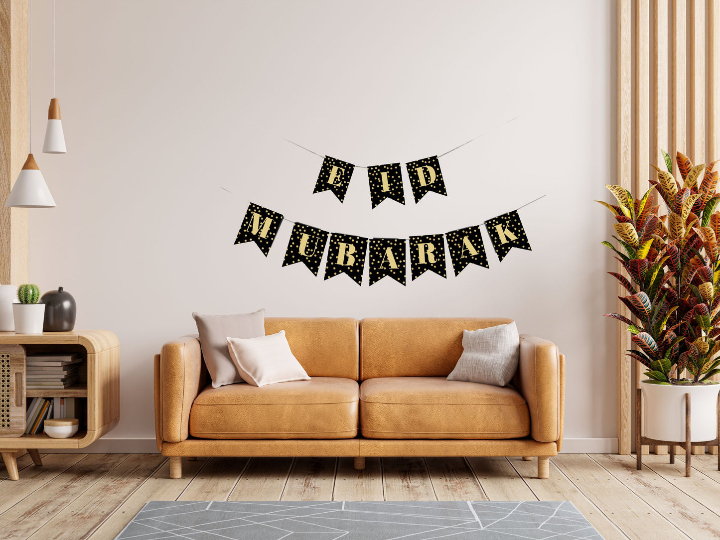 Spotty Black Ramadan & Eid Mubarak interchangeable Banner