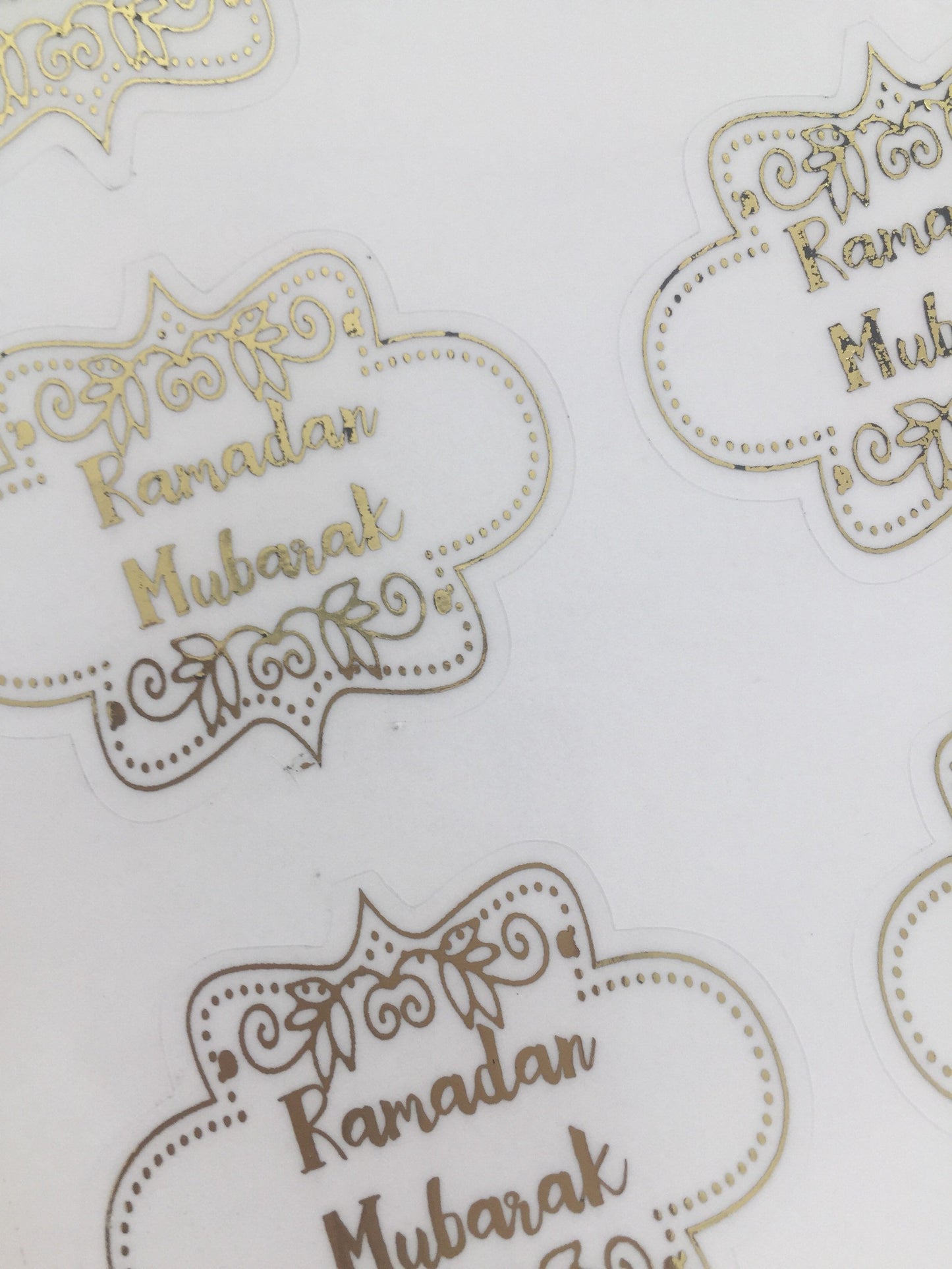 Gold foiled transparent stickers, Eid Mubarak stickers, Ramadan Mubarak Stickers, Ramadan Kareem, also offer personalised message