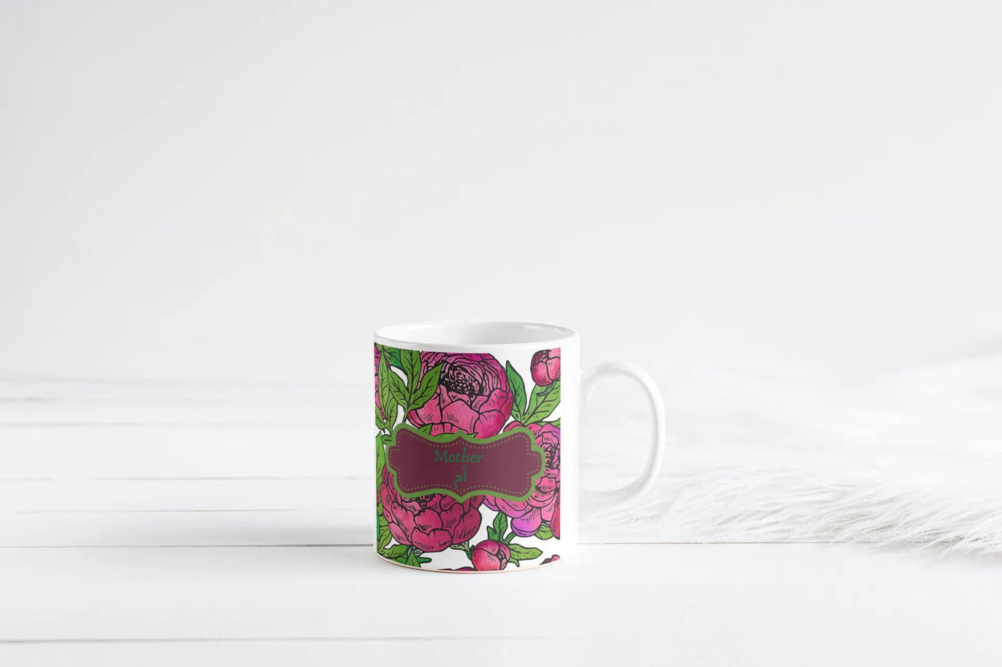 Mother mug , Floral Mother mug in arabica nd English ideal for mothers day gift