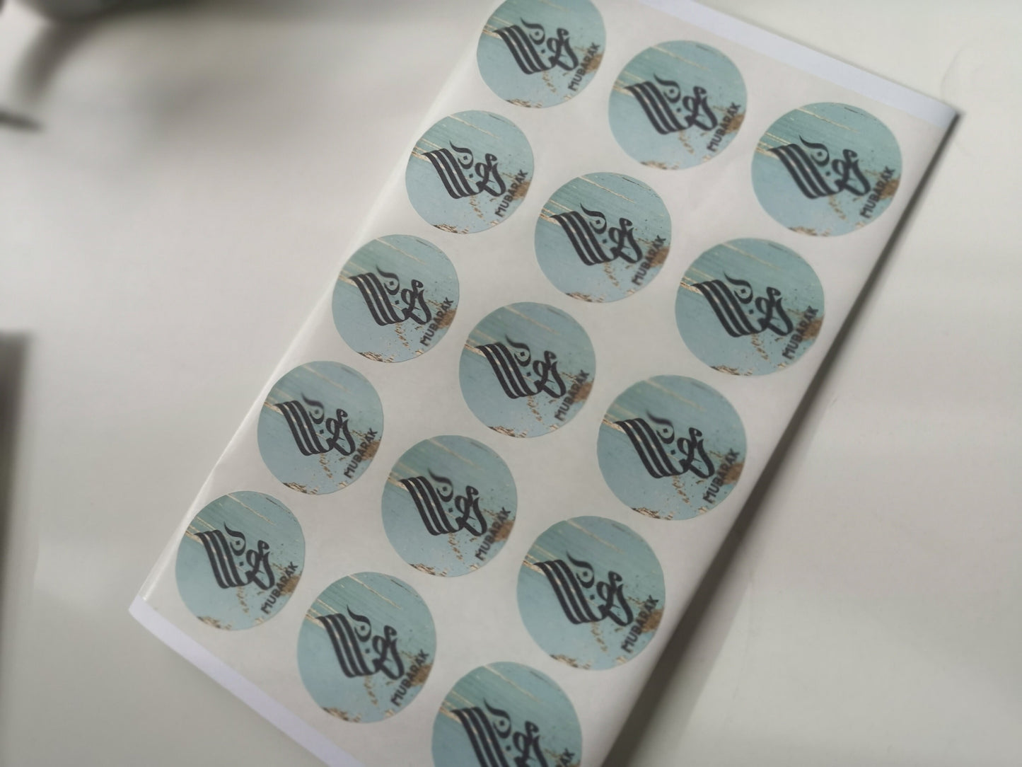 Blue grey Ramadan and Eid Stickers Perfect for Favour box, sweet cones in the blessed month of ramadan