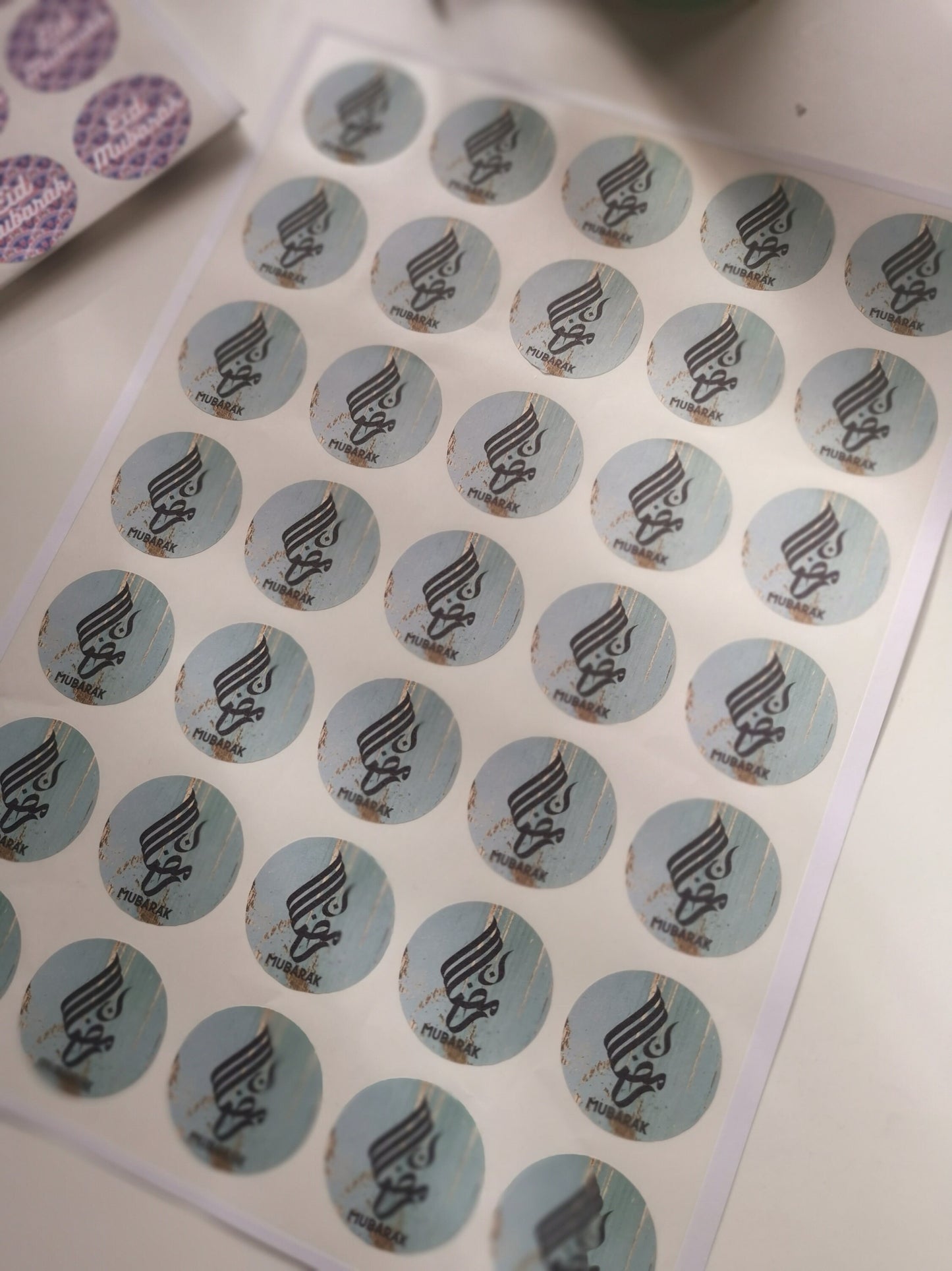 Blue grey Ramadan and Eid Stickers Perfect for Favour box, sweet cones in the blessed month of ramadan