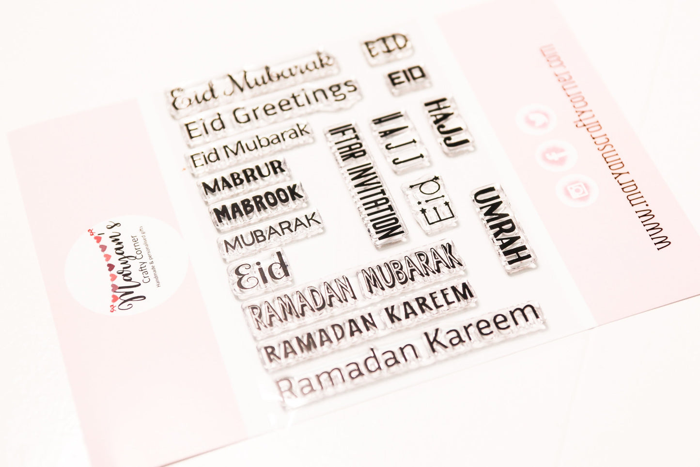 A6 Unmounted small Eid Mubarak Greeting stamps for stamping, Stamps for cardmaking Arabic and islamic stamps