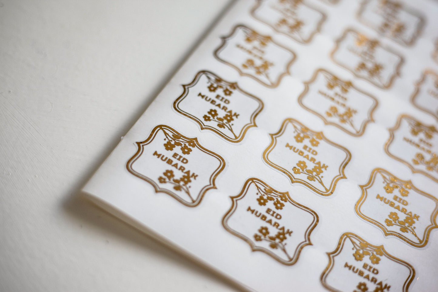 Gold foiled Eid Mubarak stickers, Ramadan Mubarak gold foiled clear stickers, personalised Eid, Ramadan Gold stickers,