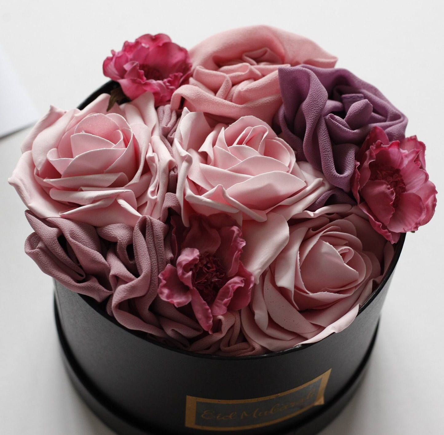 Pink purple chiffon Hijab gift, Beautiful Hijab Bouquet gift , Hijab gift for eid , Hijab gift with artificial flowers, Ideal Hijab